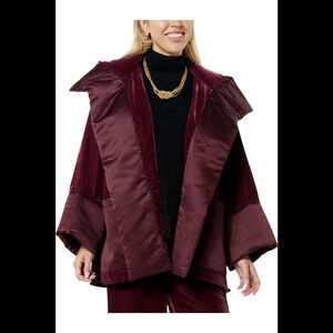 WynneCollection Velvet Topper w Quilted Taffeta Burgundy - Regular